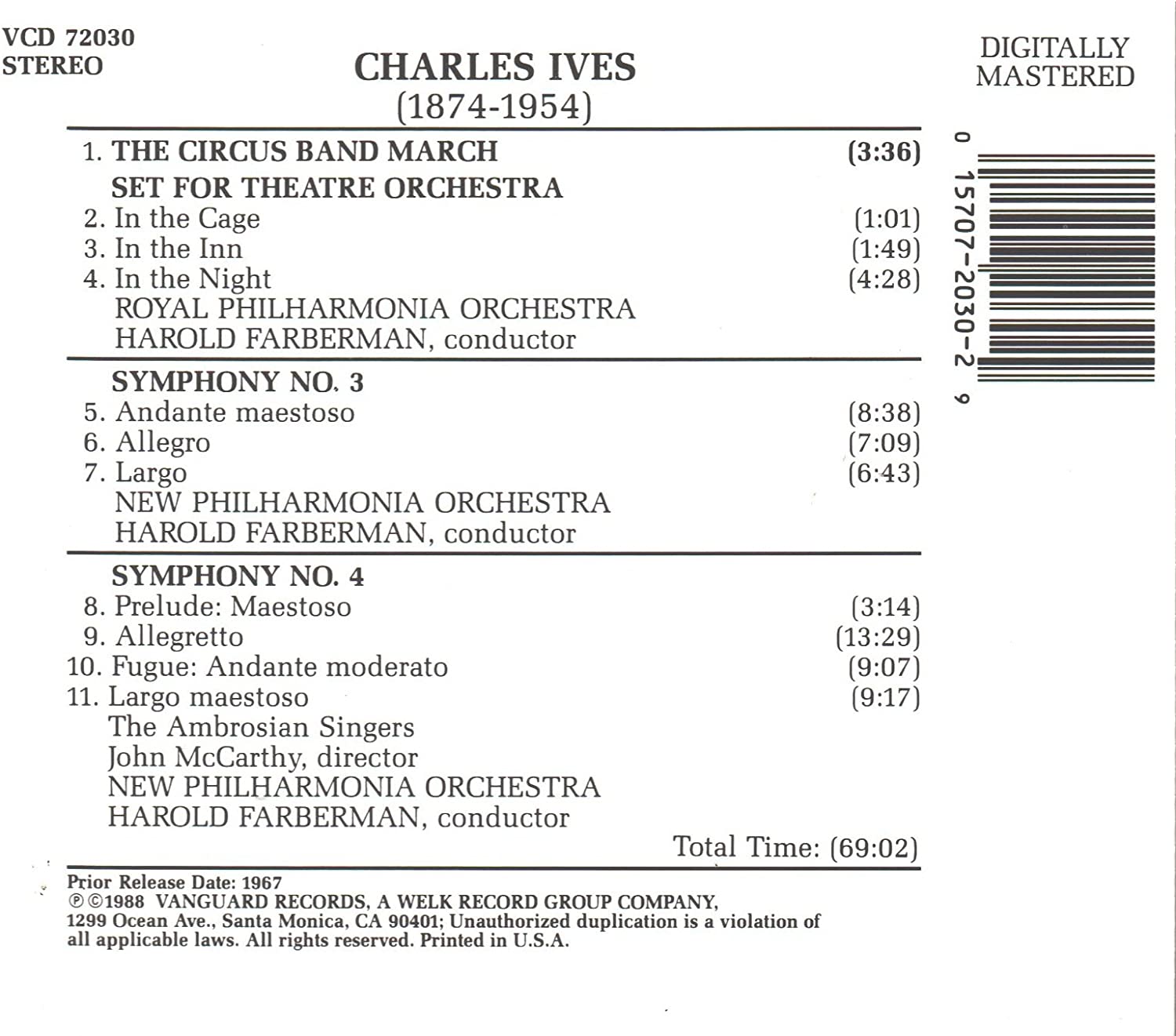 Ives:Syms. 3 & 4