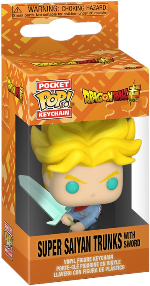 Funko Pop! Keychain: DBS - Super Saiyan Trunks With Sword - Dragon Ball Super Novelty Keyring - Collectable Mini Figure - Stocking Filler - Gift Idea - Official Merchandise - Anime Fans
