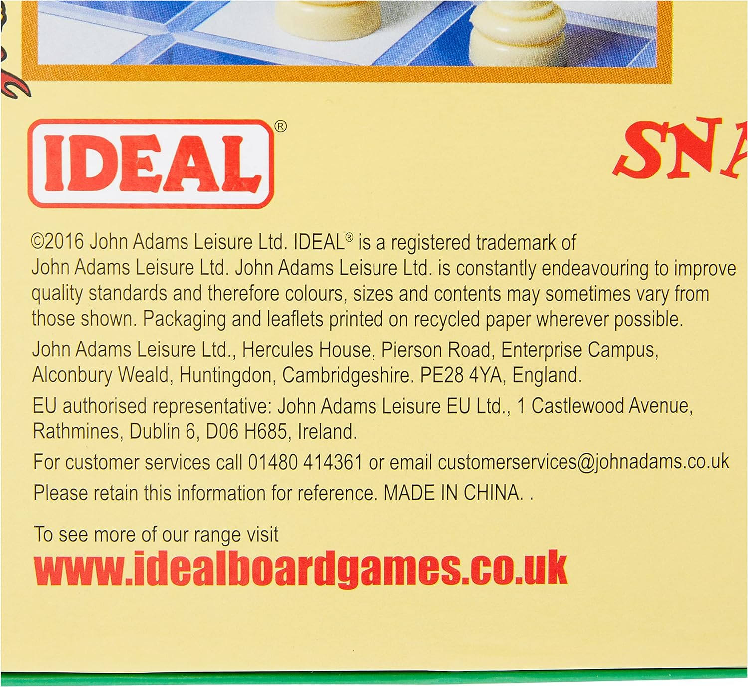 IDEAL | Snakes and Ladders: traditional board game | Classic Board Games | For 2-4 Players | Ages 3+, Nylon/a