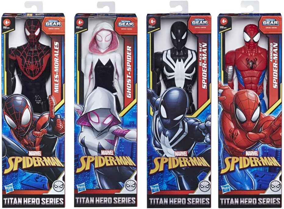 Marvel - Spiderman Web Warriors titanium figuur met 5 scharnierpunten, 30 cm, model SDOS, meerkleurig (Hasbro E73295L2)