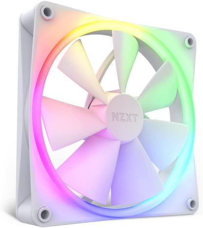 NZXT F140 RGB Fans - RF-R14SF-W1 - Advanced RGB Lighting Customization - Whisper Quiet Cooling - Single (RGB Fan & Controller REQUIRED & NOT INCLUDED) - 140mm Fan - White 140mm Single pack White