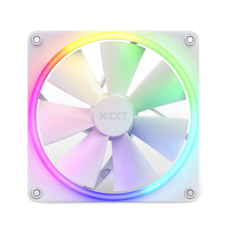 NZXT F140 RGB Fans - RF-R14SF-W1 - Advanced RGB Lighting Customization - Whisper Quiet Cooling - Single (RGB Fan & Controller REQUIRED & NOT INCLUDED) - 140mm Fan - White 140mm Single pack White