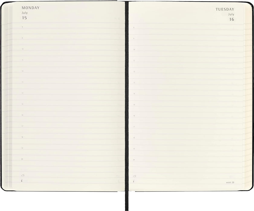 Moleskine Daily Planner 2023-2024, 18-Month Agenda, Hard Cover Daily Planner, Large Format 13 x 21 cm, Colour Black Black Large 13x21 Hard Cover - Daily