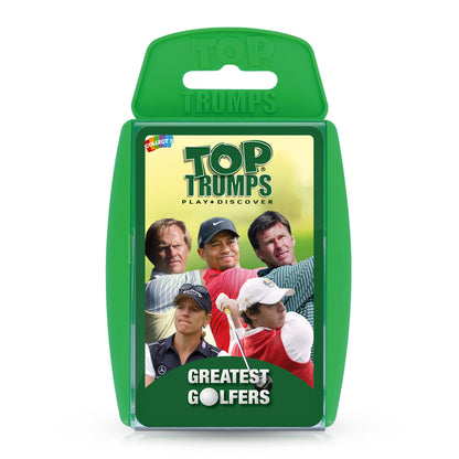 Top Trumps Golfers Classics Kartenspiel, Spielen Sie mit 30 der größten Golfer einschließlich Seve Ballesteros, Betsy King, Tiger Wood, Ben Hogan, entdecken Sie neue PGA- und LPGA-Fakten, 2+ Spiel für