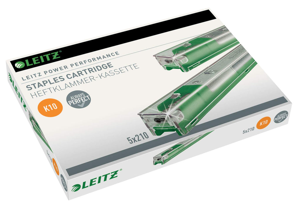 Leitz 55930000 K10 Power Performance Stapler Cartridge, Strong Steel, 1050 Staples, Length 10 mm, 55 Sheet Capacity 55 sheet K10 Single