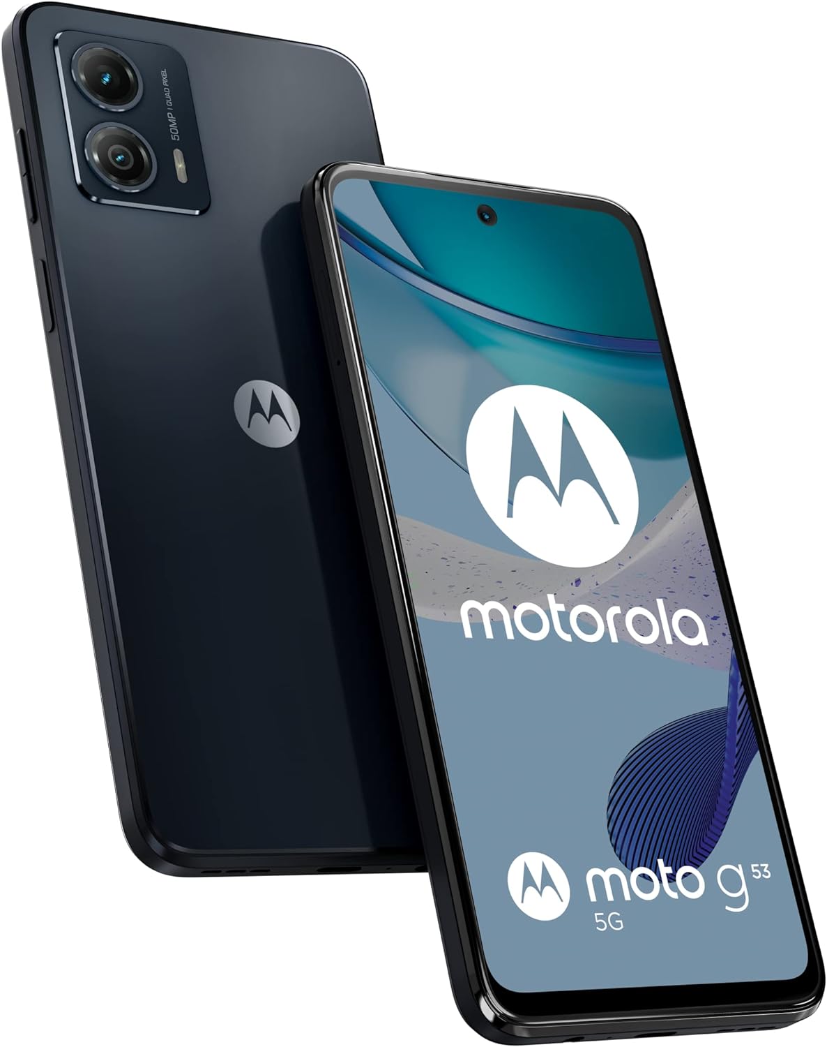 Motorolo moto (g53 5G, 6.5 Inch 120 Hz Display, 50 MP Camera, Dolby Atmos Stereo Speakers, 5000 mAh Battery, TurboPower Charging, 5G, Snapdragon 480+ Processor, 4/128 GB), Ink Blue