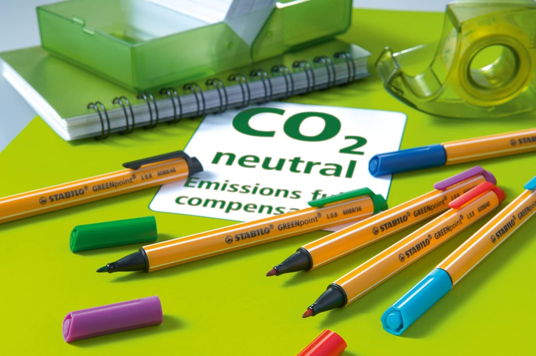 Eco-Friendly Fibre-Tip Sign Pen - STABILO GREENpoint - Pack of 10