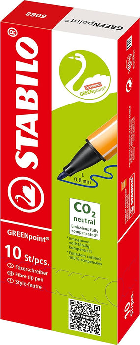 Eco-Friendly Fibre-Tip Sign Pen - STABILO GREENpoint - Pack of 10