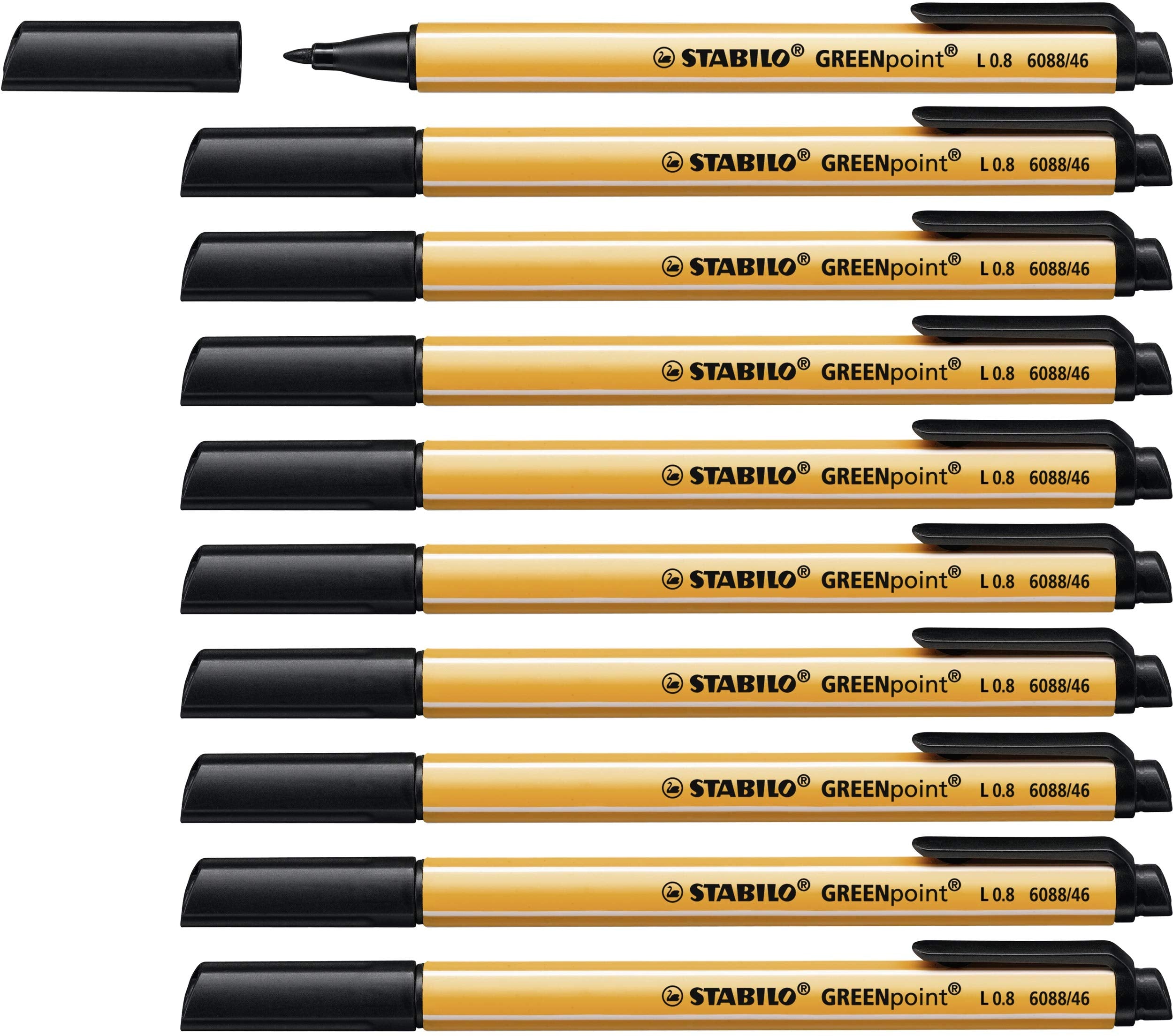 Eco-Friendly Fibre-Tip Sign Pen - STABILO GREENpoint - Pack of 10