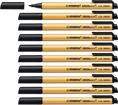 Eco-Friendly Fibre-Tip Sign Pen - STABILO GREENpoint - Pack of 10