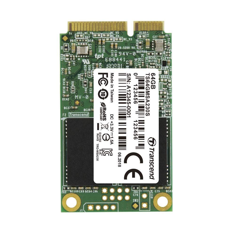 Transcend MSA230S 64 GB SATA III 6 Gb/s mSATA Internal Solid State Drive (SSD) 3D TLC NAND (TS64GMSA230S
