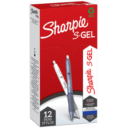 Sharpie S-Gel | Gel Pens | Medium Point (0.7mm) | Frost Blue & White Pearl Barrels | Blue Ink | 12 Count Frost Blue & White Pearl Barrels Blue