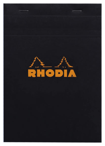 RHODIA 162009C - Stapled Notepad N°16 Black - A5 - Small Squares - 80 Detachable Sheets - 80G Clairefontaine Paper - Soft, Resistant and Waterproof Coated Card Cover - Basics Black Small Square