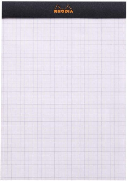 RHODIA 162009C - Stapled Notepad N°16 Black - A5 - Small Squares - 80 Detachable Sheets - 80G Clairefontaine Paper - Soft, Resistant and Waterproof Coated Card Cover - Basics Black Small Square