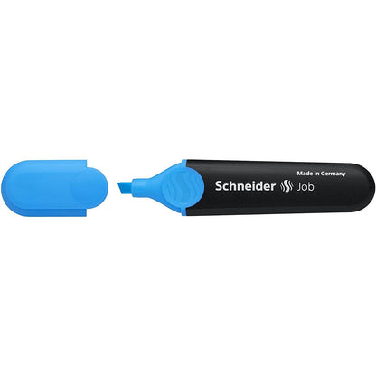 SCHNEIDER Pack of 10 Job Bevelled Tip Refillable Highlighters 1-5mm Blue