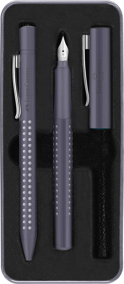 Faber-Castell Fountain pen M/Ballpoint pen set Grip 2010 dapple gray Grey SET