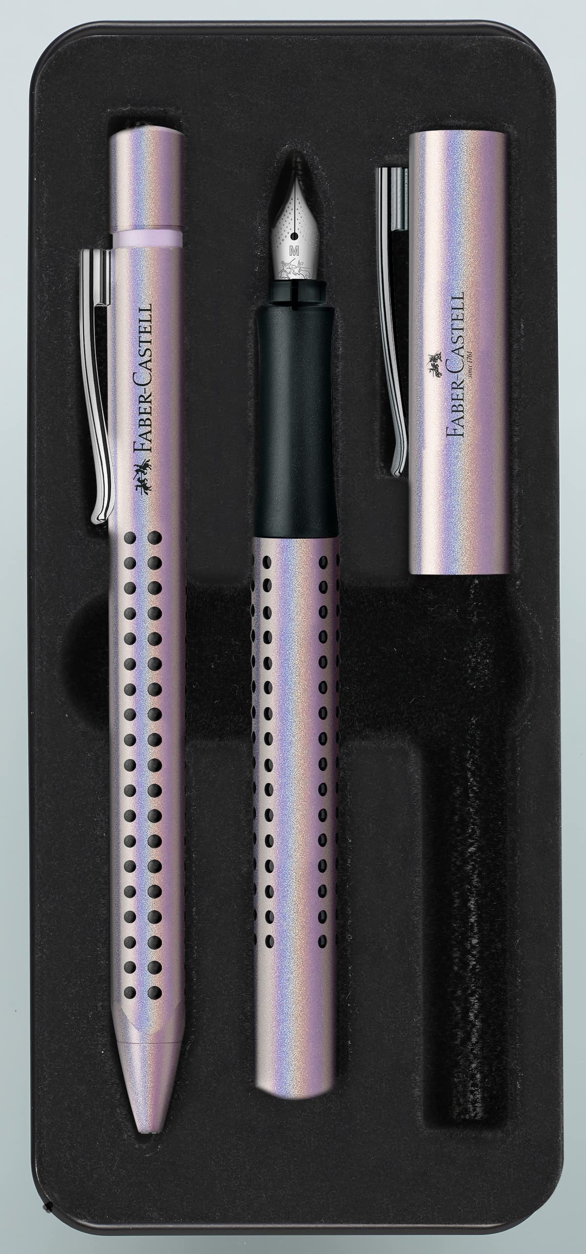 Faber Castell Grip Edition Fountain Pen and Ballpoint Pen Set - Glam Pearl White Set Single