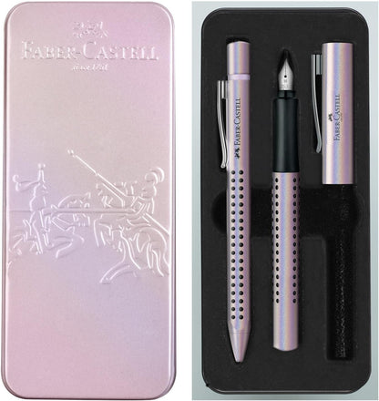 Faber Castell Grip Edition Fountain Pen and Ballpoint Pen Set - Glam Pearl White Set Single