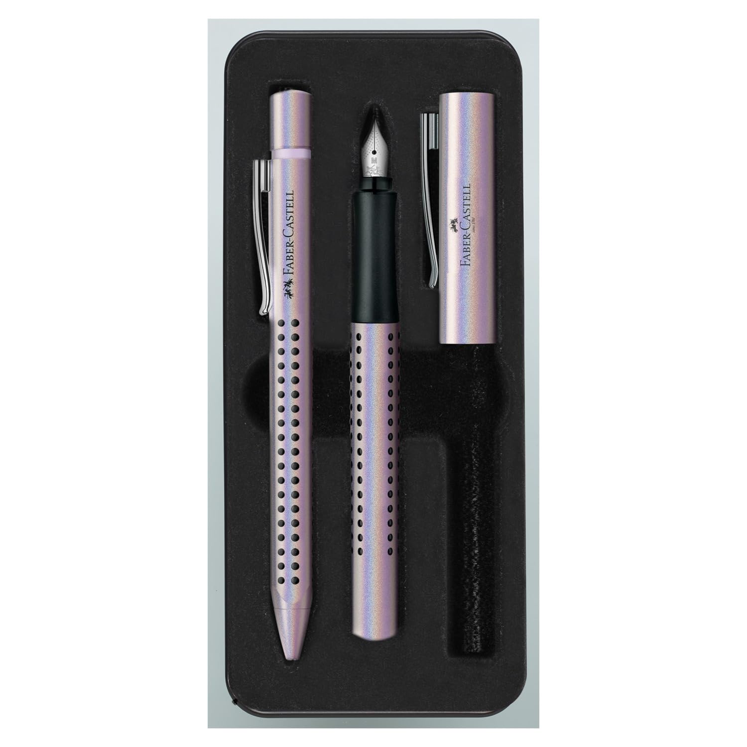 Faber Castell Grip Edition Fountain Pen and Ballpoint Pen Set - Glam Pearl White Set Single
