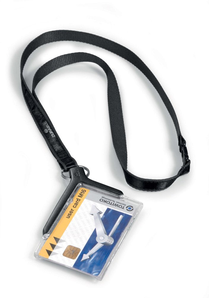 Durable Security Pass Holder Deluxe 54 x 85 mm with Lanyard Transparent | Pack of 10 Name Badges | Made of Strong Clear Acrylic For 1 card Textile tape