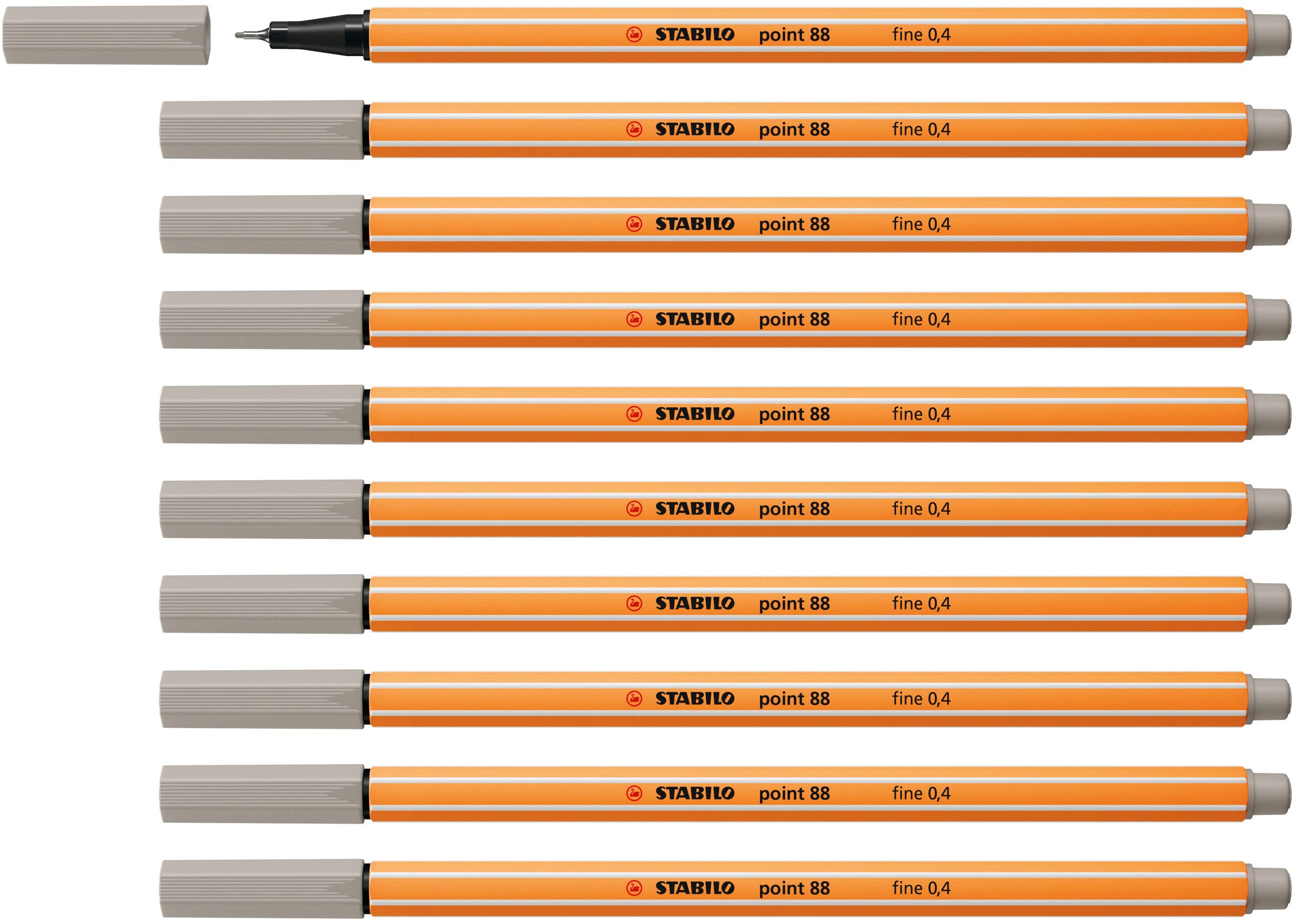 Fineliner - STABILO point 88 - Pack of 10 - Warm Grey