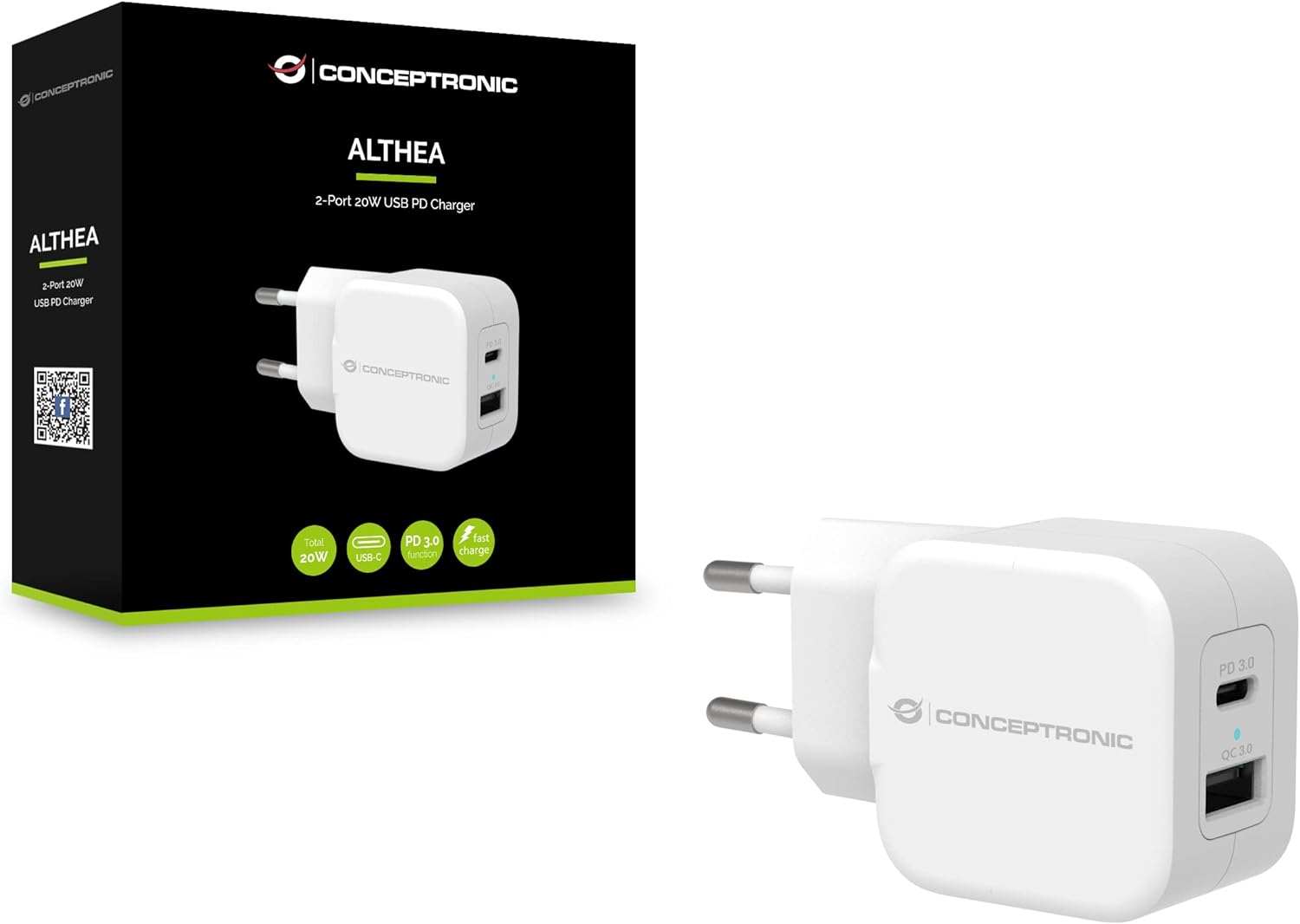 2 Port Usb Charger White Pd 20W