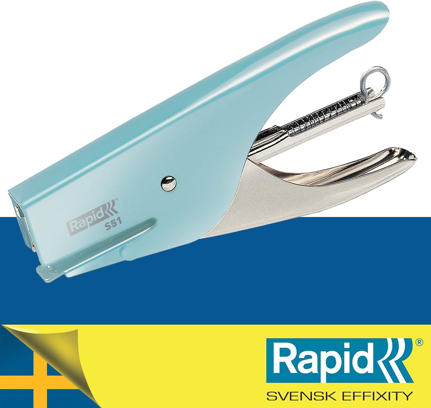 Rapid Retro S51 Stapling Pliers, 15 Sheet Capacity, Uses No. 21 Staples, Ergonomic Design, Metal, Fondant Blue, 5000508