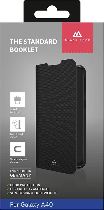Black Rock - The Standard Booklet Case Compatible with Samsung Galaxy A40 | Mobile Phone Case, Protective Case, Silicone, Soft, TPU, Cover (Black