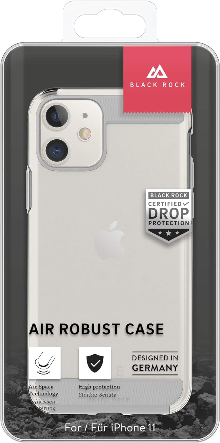Black Rock "Air Rugged" Case for Apple iPhone 11, Perfect Protection, Slim Design, Polycarbonate, Thermoplastic Polyurethane (PUT)) Transparent