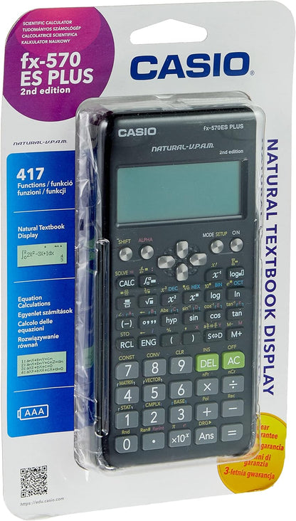 Casio Fx-570Es Plus 2 Scientific Calculator with 417 Functions, Black