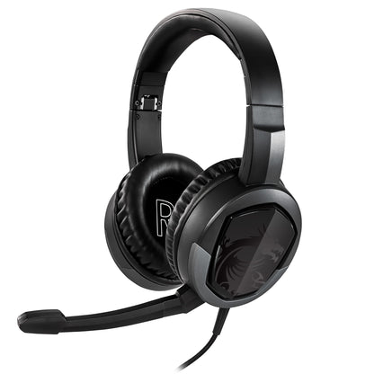 MSI IMMERSE GH30 V2 GAMING HEADSET - Stereo Headphones, Lightweight & Foldable Design, 40mm Neodymium Drivers, laptop, Detachable Mic, Inline Controls, 3.5mm Jack Connector & Y Cable Splitter - Wired HEADSET GH30