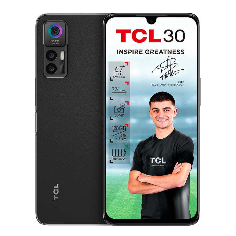 TCL 30 - Smartphone 64GB, 4GB RAM, Dual Sim, Techno Black
