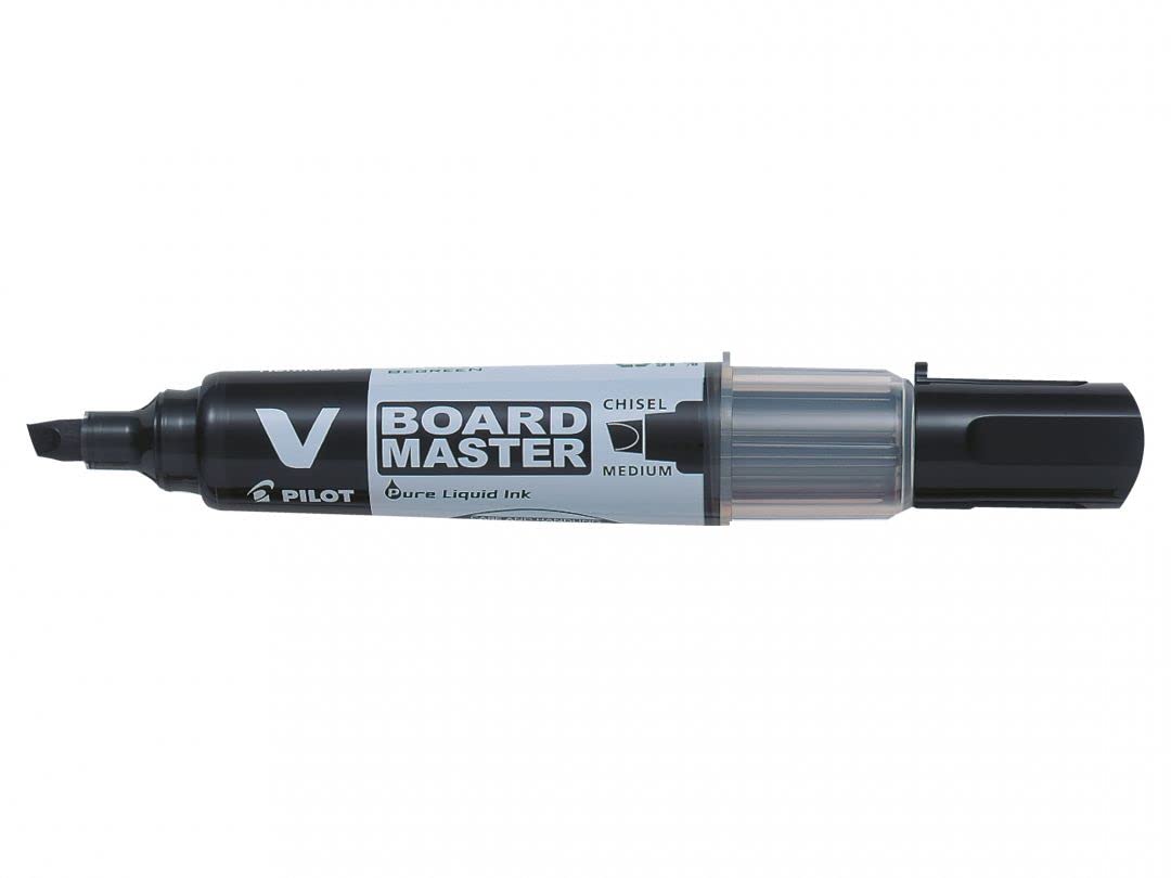 Pilot Begreen Recycled V Board Master Whiteboard Marker Chisel 2.2 - 5.2 mm Tip - Black, Box of 10