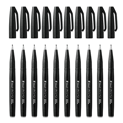 Pentel Brush Sign Pen Black - Pack of 10