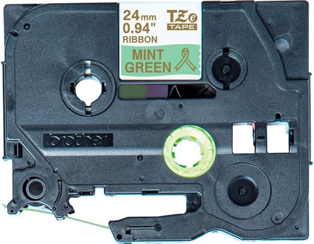 Brother TZe-RM54 Labelling Tape Cassette, Gold on Mint Green, 24mm (W) x 4M (L), Ribbon Tape, Brother Genuine Supplies