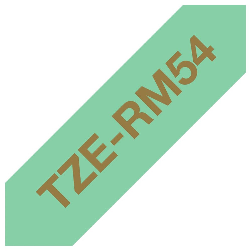Brother TZe-RM54 Labelling Tape Cassette, Gold on Mint Green, 24mm (W) x 4M (L), Ribbon Tape, Brother Genuine Supplies