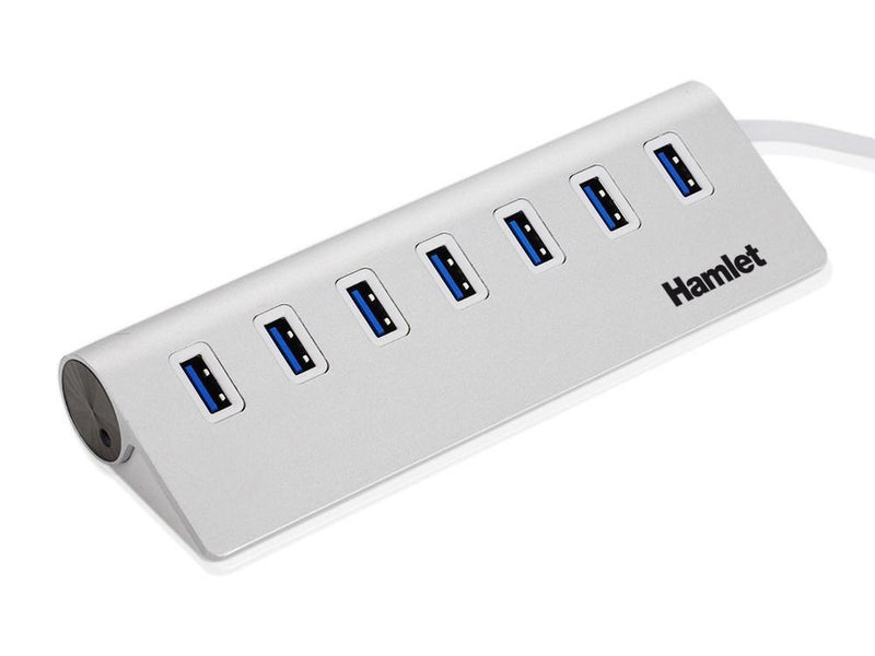 HAMLET Networking Hub Usb Hub 7 Ports Usb 3.0 Metal Silver Informatics