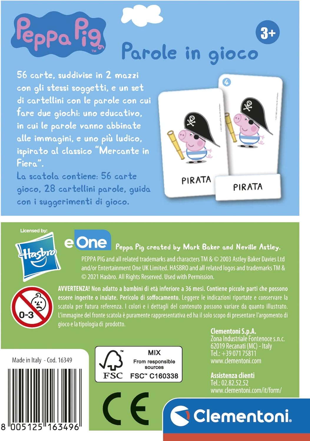 Clementoni - Sapientino Peppa Pig-Words, nomenclature tags-Educational Game 3 Years to Learn to Speak, Language Development-Made in Italy, Multicolor, 16349