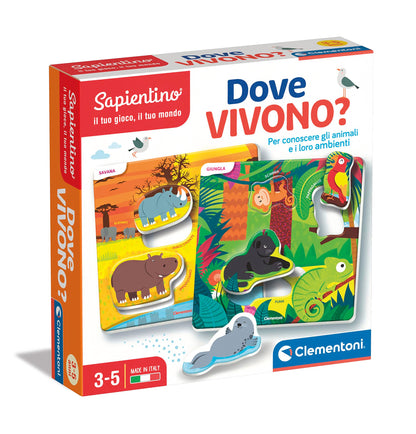 Clementoni - Sapientino-Dove Live-Educational Game 3 Years, Animal Flashcards-Made in Italy, Italian Color, 16786