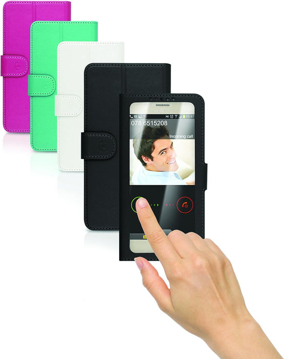 Celly UnicaView Universal Case with Front Window with Slide Touch System for 4.5"-5.0" Smartphones, Pink