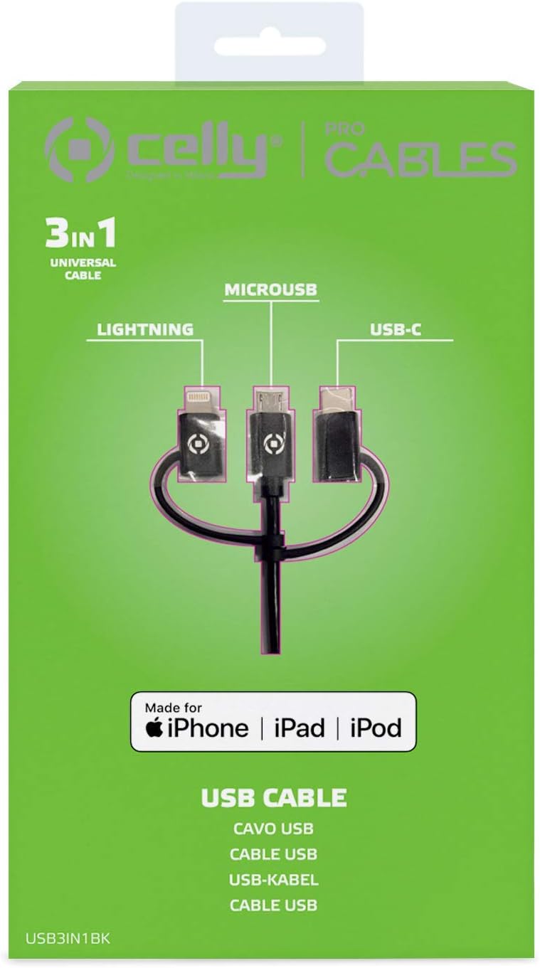 Designed to recharge all your devices with different connectors with a single universal cable
