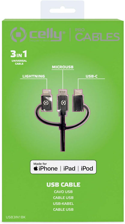 Designed to recharge all your devices with different connectors with a single universal cable