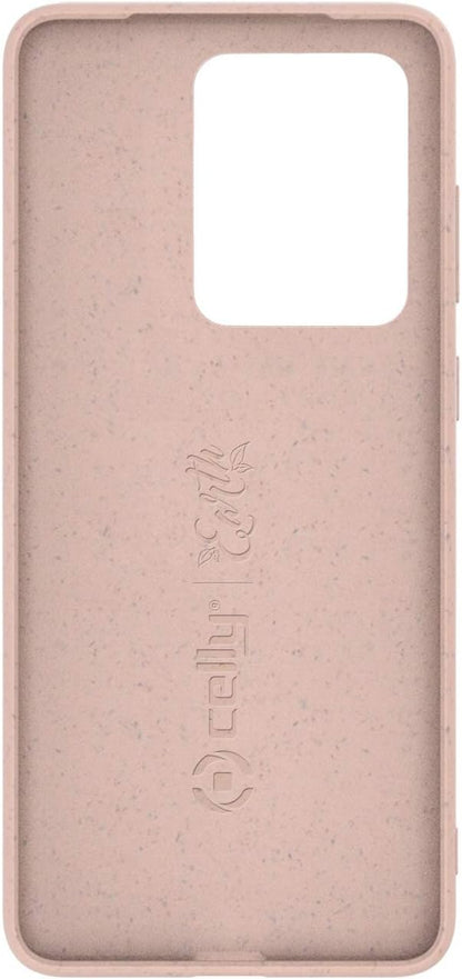 Celly Eco-Friendly Samsung Galaxy S20 Ultra Case, Biodegradable Plant Fibers Case with Integral Anti-Slip Protection and Soft Texture, Pink