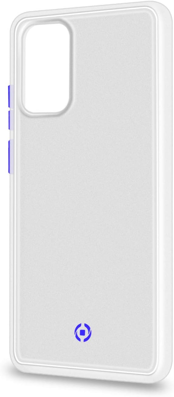 Celly Case for Samsung Galaxy S20+, Glacier Anti-Slip Protective Case, Translucent Matte Cover and Colorful Buttons, White.