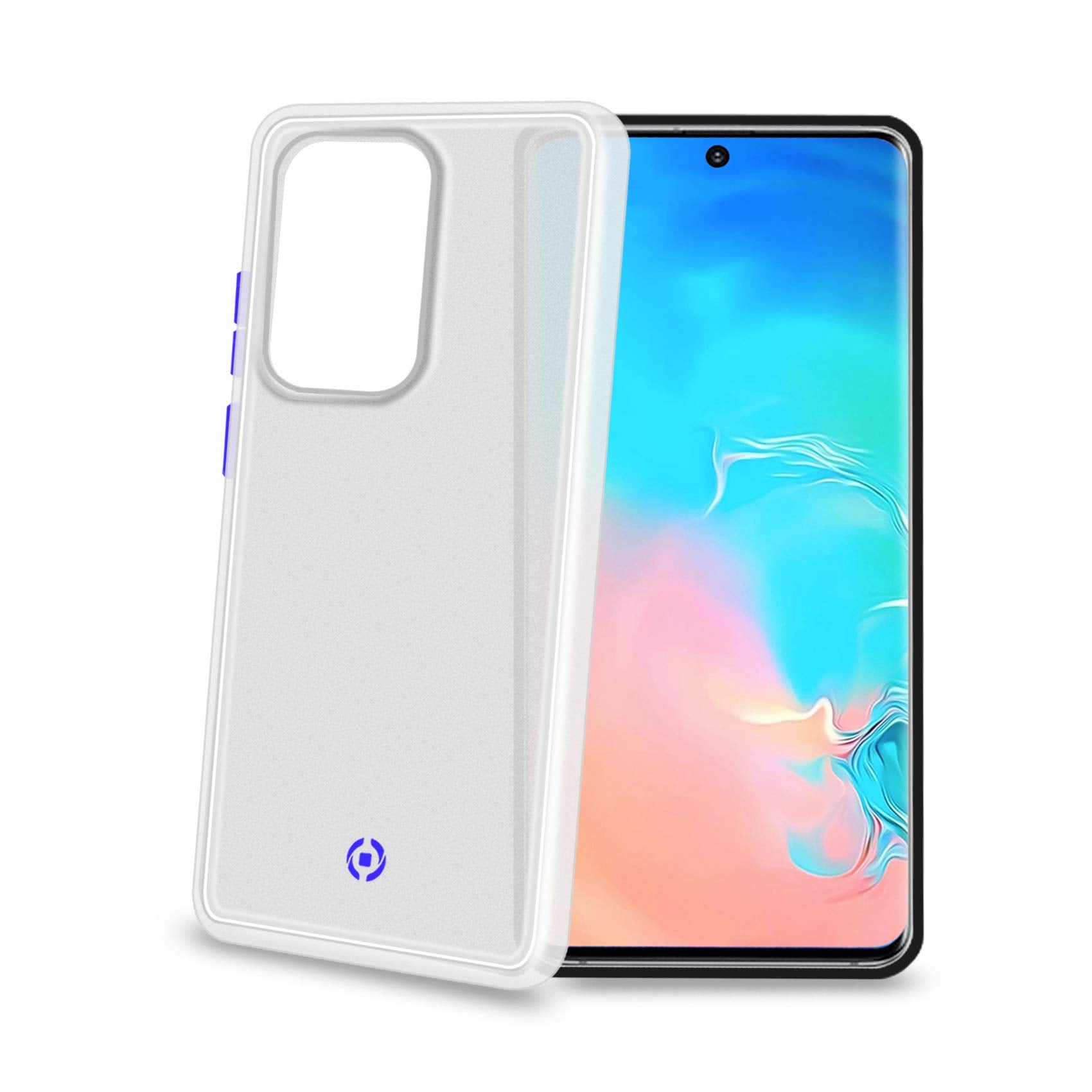 Celly GLACIER991WH Case for Samsung Galaxy S20 Ultra with Glacier Non-Slip Protective Cover and Translucent Matte Cover and Coloured Buttons White