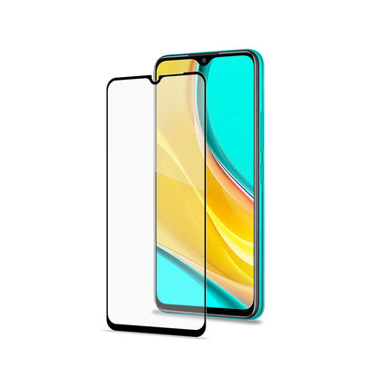 Celly 2D Screen Protector for Xiaomi Redmi 9, Tempered Glass 9H Hardness, Anti-Fingerprint and Anti-Scratch, Black Edge