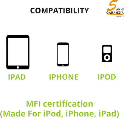 Tecnoware Lightning cable for iPhone, iPad and iPod - for Data Synchronization and Charging - Length 150 cm