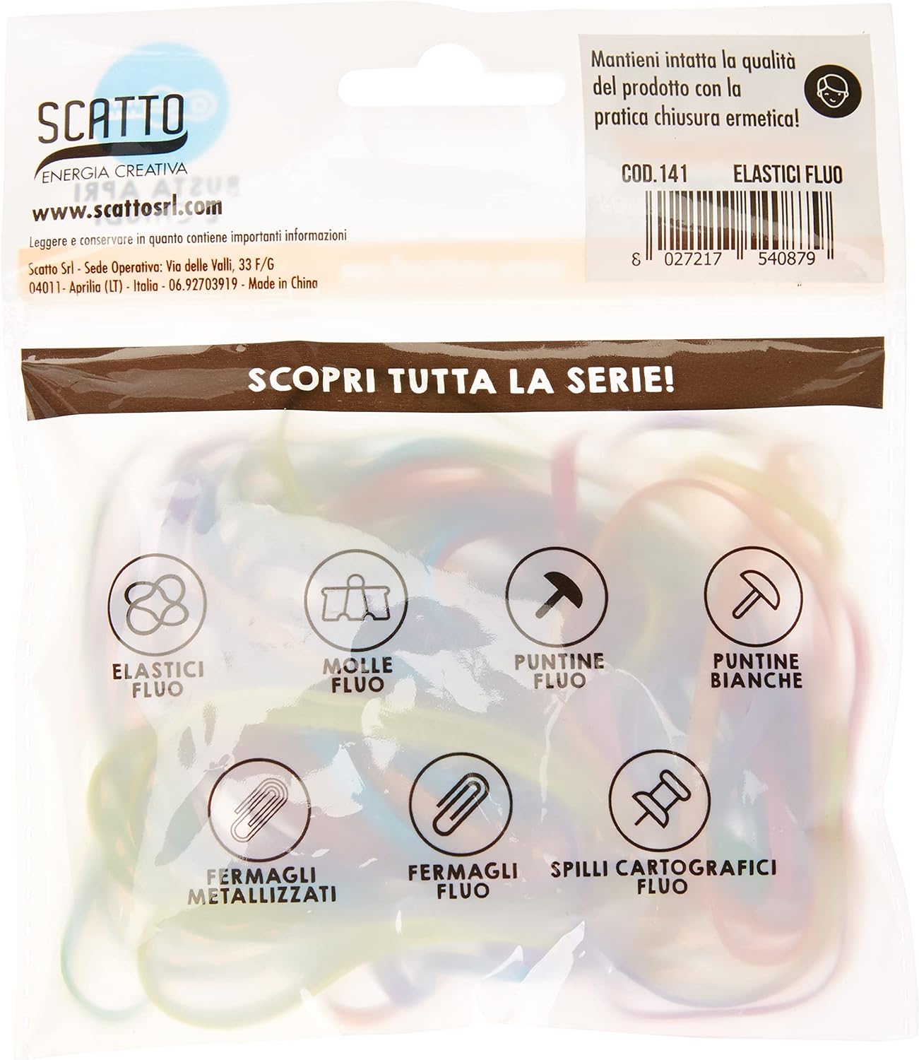 Scatto 8027217540879 Coloured Elastics Envelope, 50 x 3 mm, 40 g