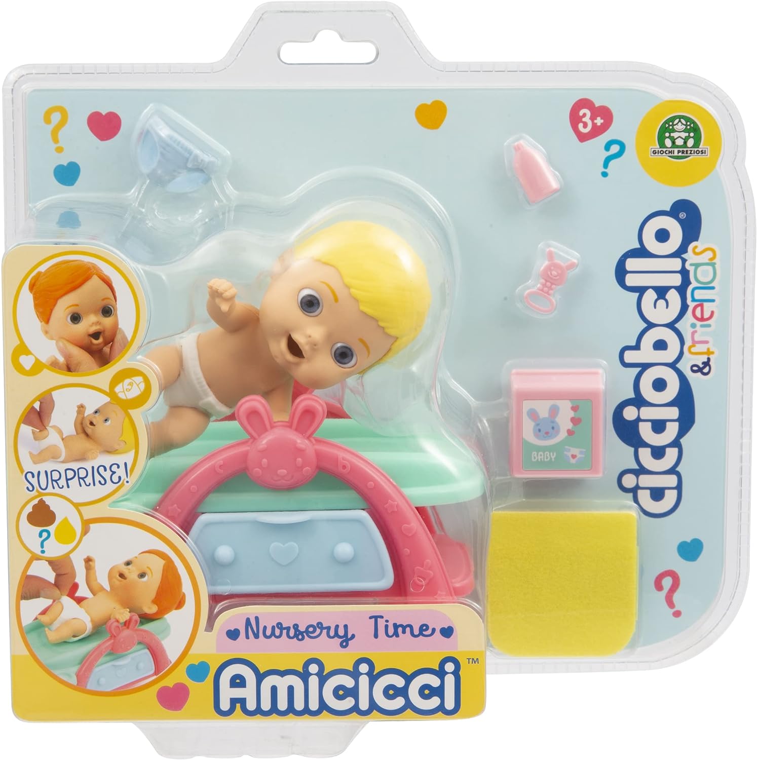 Cicciobello CC014 Amicci, Baby with Nursery Box and Accessories, Various Models for Girls or Boys Available, Toy for Children Aged 3 and Above