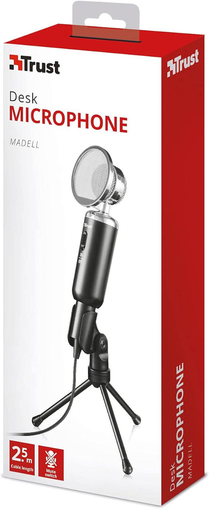 Trust Madell Microphone and Stand for PC and Laptop with 3.5 mm Plug Black, 21.0 cm x 6.0 cm x 7.0 cm MADELL 3.5 MM CONNECTION